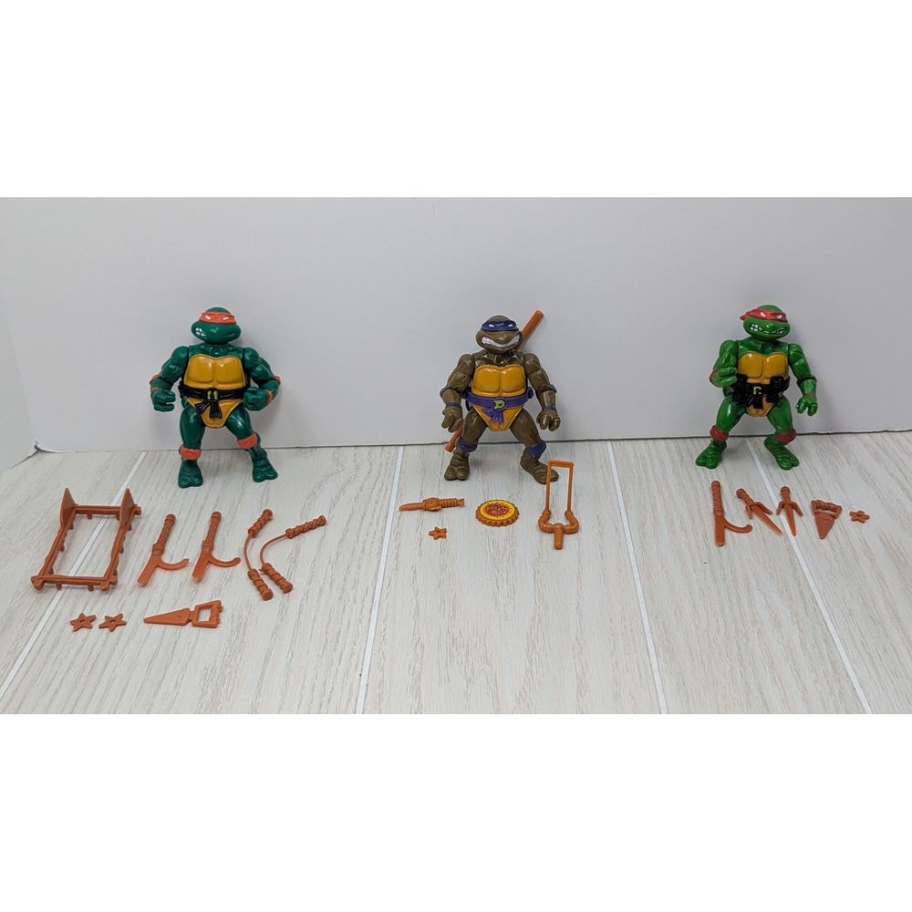 Playmates Teenage Mutant Ninja Turtles Vintage TMNT Figure Lot 3 w/ accessories